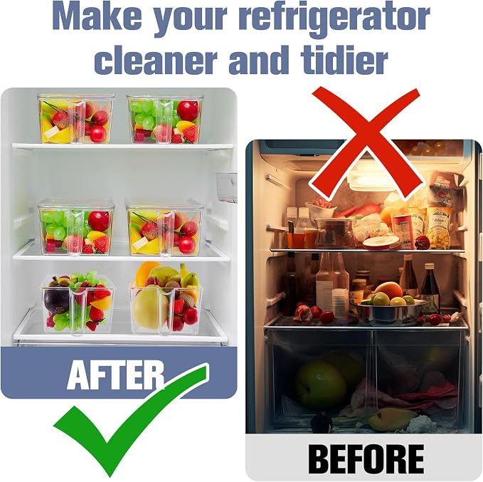 4 Sets Ice Storage Bin for Freezer,12.4 x 5.91 x 3.94 Inches | Plastic Ice Container with Flexible Scoop Lid and Handle for Home Office Fridge Storage - Image 4