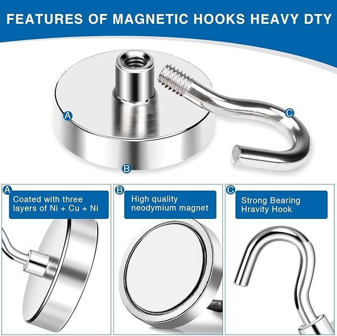 LOVIMAG Magnetic Hooks, Cruise Essentials 2026, 25 Pack-170LBS | Heavy Duty Strong Magnet Hook for Cruise Cabin, Refrigerator Fridge, Ship, Classroom, Kitchen Grills, Silver - Image 4
