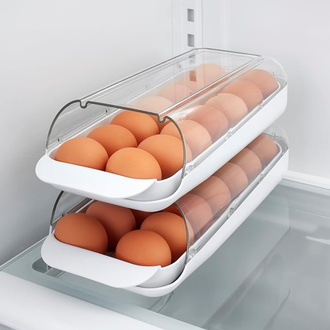 YouCopia FridgeView Rolling Egg Holder, BPA-Free Stackable Eggs Organizer with Removable Tray for Refrigerator Storage - Image 5