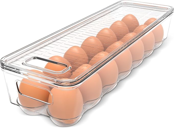 Utopia Home Egg Holder for Fridge, Stackable Egg Container, 1 Pack, Clear | With Lid and Handle, For Refrigerator Organization, Egg Holder For Kitchen or Pantry Organizers and Storage by UTOPIAHOME
