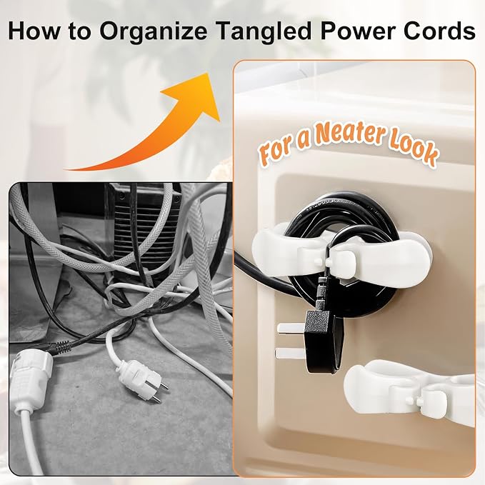 Cord Organizer Kitchen Appliance Cord Holder Adhesive Cable Wrap - Strong Sticky Cord Wrapper for Appliances, Fits Flat & Curved Surfaces, 8 Pack for Coffee Maker Air Fryer Mixer - Image 5
