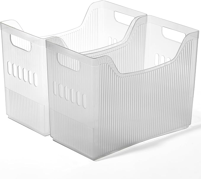 BINO | Plastic Storage Bins, Wide - 2 Pack | THE CANYON COLLECTION | Clear Storage Bins for Organization | Clear Containers for Pantry | Fridge & Freezer Organizer Bin | Cabinet & Pantry Organizers - Image 6