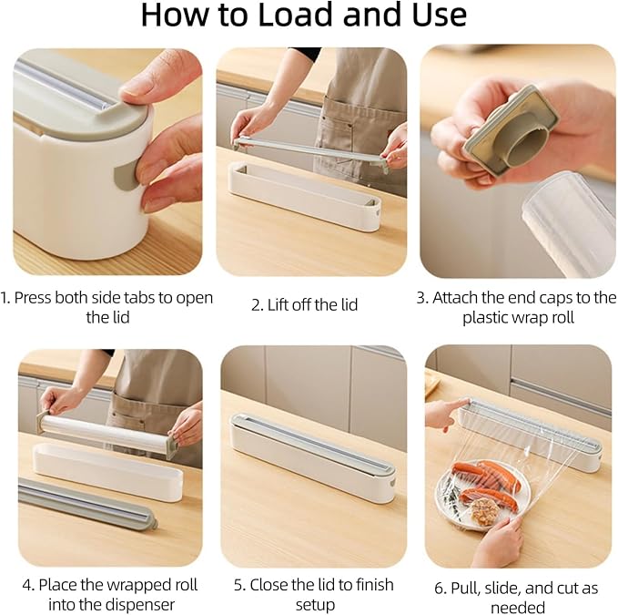 Fits 12" Rolls Up to 1.45" Diameter, Plastic Wrap Dispenser with Cutter | Includes 100 ft plastic wrap; fits slim 12" rolls up to 1.45" diameter. Magnetic mount; not for jumbo or commercial rolls. - Image 6