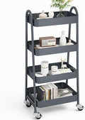 NEWBULIG 4-Tier Metal Rolling Storage Utility Cart with Lockable Wheels | Mobile Organizer Shelf, Space-Saving, Freestanding, Bathroom, Living Room, Slim, Narrow Corner Spaces, Grey by NEWBULIG