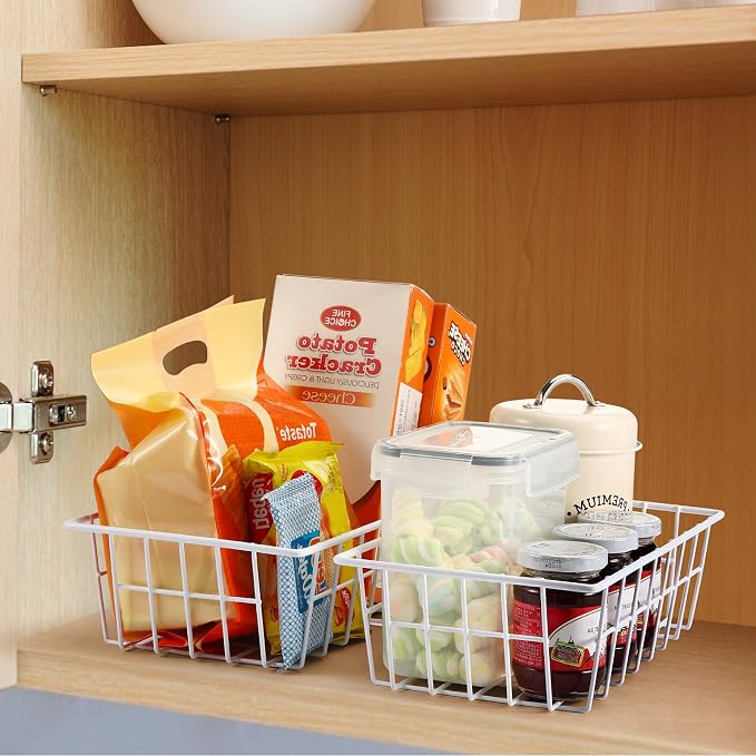 Orgneas Freezer Organizer Bins for Upright Freezer Metal Wire Baskets | Chest Freezer Storage Refrigerator Kitchen Pantry Organization for Fruits Vegetables Soda Cans Toys and Snacks, Set of 6 - Image 5