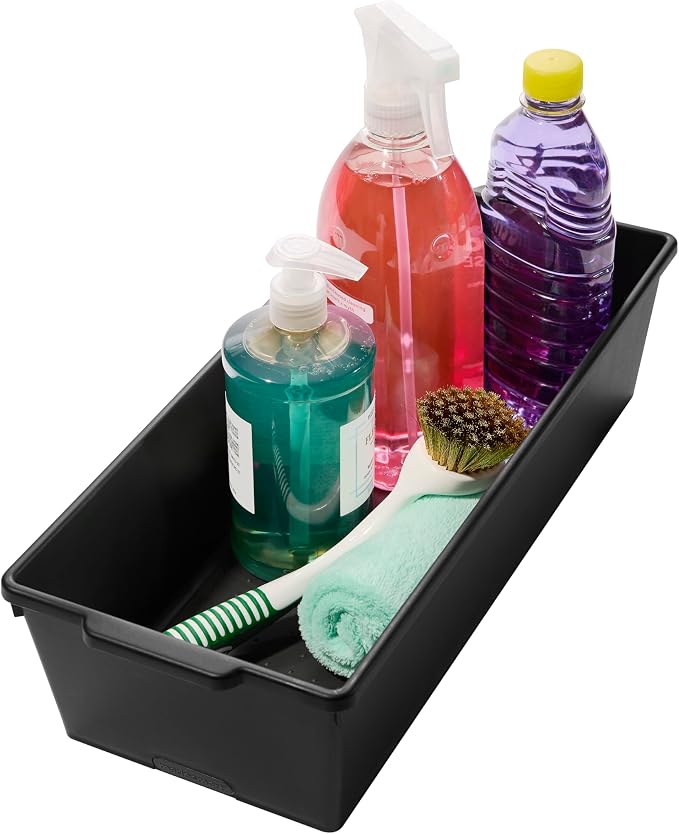 madesmart Classic Large Deep Storage Bin, Granite | non slip feet, rounded corners, soft grip handles, deep walls, easy carry, pantry bath supplies, cabinet use, woman owned - Image 3