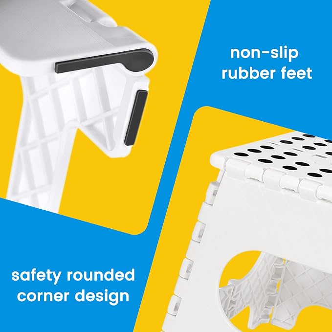 12 Pack 11 Inch Folding Step Stool, Sturdy Plastic Foldable Step Stool for Kids & Adults, Non Slip Lightweight Collapsible Foot Stools Holds 300 lbs, Ideal for Kitchen, Bathroom, Outdoor, White - Image 3