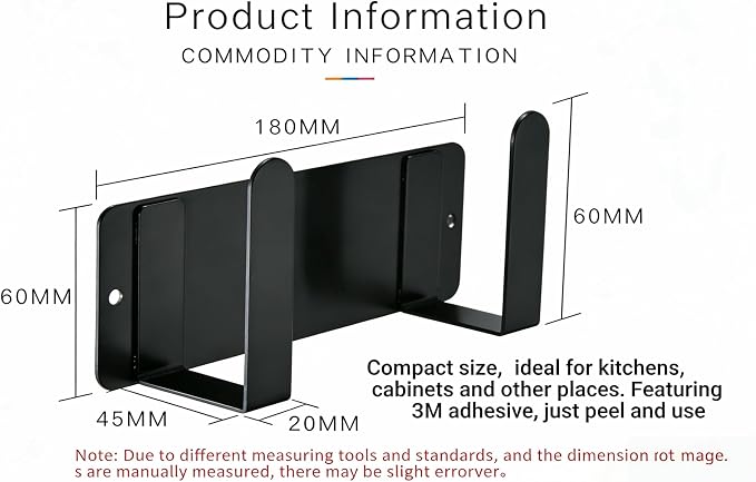 Black Stainless Steel Cutting Board & Pot Lid Organizer | Black rack mount under cabinet or wall; dual install kits, storage for cutting boards, pot lids and bathroom scale - Image 3