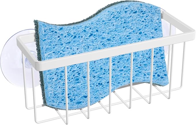 HLOOL Kitchen Sponge Holder,Sponge Holder for Kitchen Sink Suction, Sink Caddy (White) by HLOOL