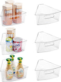 Oubonun Lazy Susan Cabinet Organizer Bins 6 Pack, 1/8 Wedge | For 28 6" Deep Wedge Bins with Handles and Matte Non-Slip Bottoms, Pantry Items Organized, Food Safe BAP-Free Plastic by Oubonun