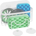 HapiRm Sponge Holder for Kitchen Sink - Sink Caddy with Unique M-Shaped, 2 Installation Methods Kitchen Organizer, Rustproof Stainless Steel Sponge Caddy - White by HapiRm