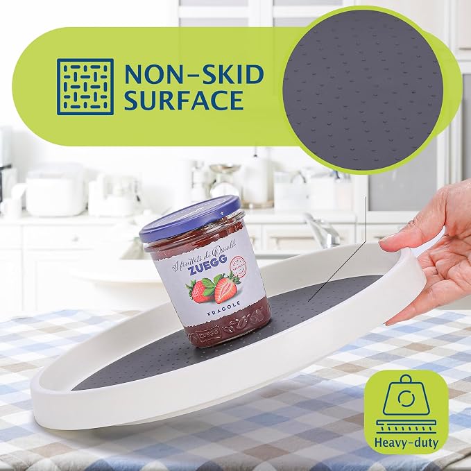Set of 6, 12 Inch Non-Skid Lazy Susan Turntable, Lazy Susan Organizer for Cabinet, Pantry Organization, Kitchen Storage, Bathroom Sink Cabinet, Refrigerator, Countertop, Spice Rack (6 Pack 12 in) - Image 3