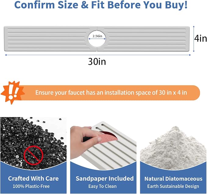 Fast Drying Kitchen Sink Splash Guard, Durable Stone Kitchen Faucet Mat, Water Absorbing Stone Tray for Sink, Diatomite Faucet Mat for Kitchen Sink, Stone Drying Mat for Kitchen and Bathroom Counter - Image 3