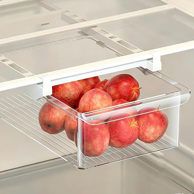 Refrigerator Organizers Storage Fridge Drawer, Storage Containers - 1pc(L) | Under Shelf Drawer for Fruit, Deli, Cheese, Seafood, Pull Out Plastic Organizer Bins fit for Medium Fridge Shelf, Simple Use by onaner