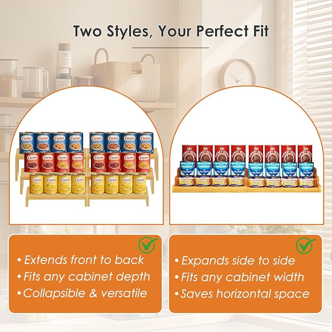 2 Sets DIY Bamboo Can Organizer for Pantry, 3-Tier 6-Piece Can Display Rack | DIY Adjustable Can Display Rack, Soda Can Organizer Holds Up to 31 Cans, Canned Goods Storage Holder for Pantry & Countertop - Image 4