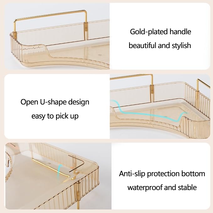 3-Tier Corner Bathroom Counter Organizer – Classic Storage Shelf for Makeup, Perfume & Toiletries, Space-Saving Countertop Tray Fits Bathroom, Dresser, Kitchen (Vintage Gold) - Image 3