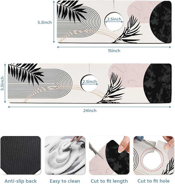 Patterned Sink Faucet Mat Kitchen Splash Guard Super Absorbent Drying Mat, Non-Slip Drain Pad for Kitchen Counter or Bathroom-15x5.5in - Image 3