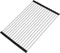 Seropy Roll Up Dish Drying Rack Over the Sink Drying Rack for Kitchen, Folding Dish Rack Over Sink Mat, Stainless Steel Dish Drainer Rack Kitchen Organizer Accessories Black 17"x11.8" by SeropyDirect