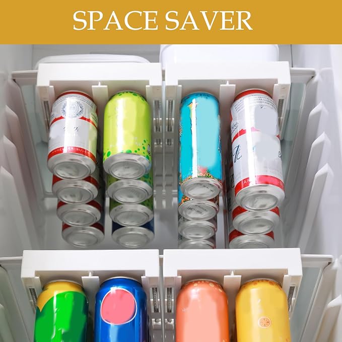 Large Capacity Can Holder for Fridge – Hanging Soda Can Dispenser and Organizer Rack – Beverage Can Storage for Refrigerator and Freezer - Image 6