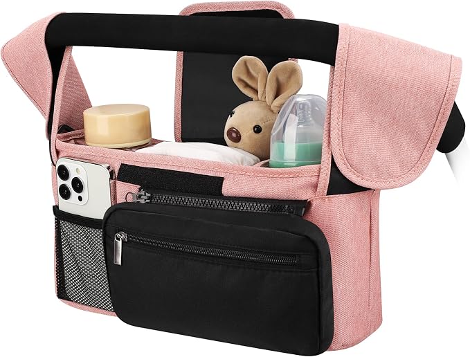 Accmor Universal Stroller Organizer with Insulated Cup Holder Detachable Phone Bag and Shoulder Strap,Stroller Bag Caddy Organizer for Uppababy, Baby Jogger, Britax Strollers by Accmor