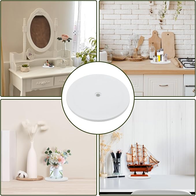 1Pcs White Acrylic Lazy Susan 9 Inch Turntable Organizer Bearings | Mini Lazy Susan, Small Lazy Susan Turntable, 360° Rotating Swivel Plate for Spice Rack, Cosmetic, Cake, Pantry, DIY Display - Image 5