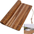 HTB Over Sink Dish Drying Rack 17.8'' x 16.1” Teak Wood | Roll Up Dish Drying Rack for Kitchen Counter,Space Saving,Collapsible Dish Drying Mat for Bowls,Vegetables,Fruits,Bottles by HTB