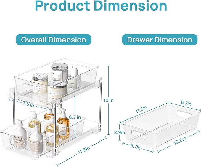 Vtopmart 6 Pack Bathroom Under Sink Organizer (S-Standard) | Slide-out drawers, Multi-purpose storage, Clear visibility, Easy Set-up - Image 2