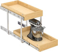 WelFurGeer 2-Tier Pull Out Cabinet Organizer with Soft Close Slides, Heavy-Duty Pull Out Drawers for Cabinets, Slide Out Shelf for Kitchen, Bathroom, Pantry & Under Sink, Solid Birch Wood by WelFurGeer