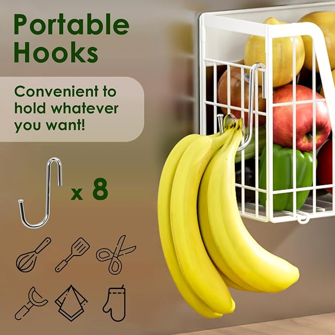 4 Pack Magnetic Shelves For Fridge, White Potato Onion Storage Bin | Magnetic Fruit Basket for Fridge Organizers and Storage, Veggie Onion Potato Wire Storage Basket for Kitchen, Pantry Laundry - Image 5