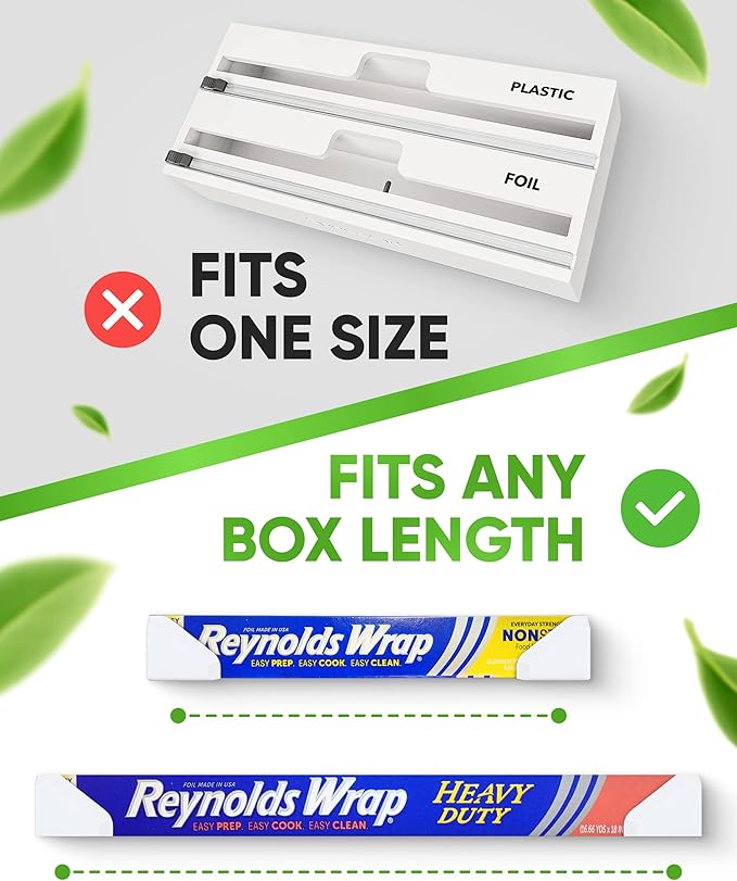 Skywin Adhesive Foil and Plastic Wrap Organizer, Fits Box Width up to 1.77in/45mm Aluminum Foil Organization and Storage, Space-Saving Wall-Mounted Kitchen Plastic Wrap Holde (White) - Image 2