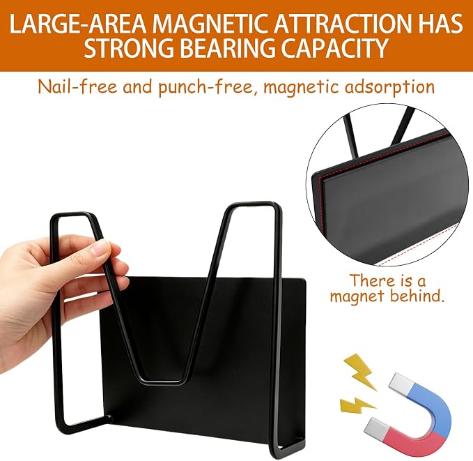 2 Pcs Magnetic Pot Lid Holder,Strong Magnetic Stainless Steel Pot Lid Organizer, Refrigerator Mount Movable Kitchen Storage Rack for Cutting Board, Baking Tray and Pan Covers - Image 5