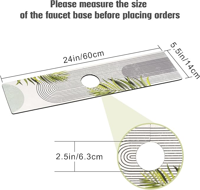 Sink Faucet Absorbing Mat, 2 Pack Drying Mat Around Faucet Sink Splash Guard Behind Faucet Sinkmat For Kitchen Bathroom Island Rv 24 * 5.5 Inch (60 * 14 cm) - Image 2