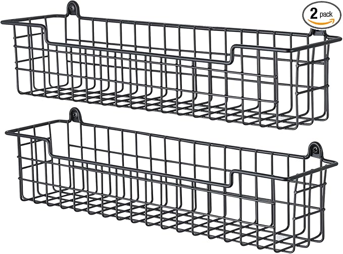 Spice Rack Organizer Wall Mount, Spice Organization Storage Shelf for Cabinet Door, 2 Packs Wall Spice Rack Saving Space for Kitchen, Black by GUUKAR