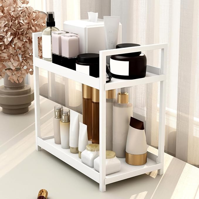 Bathroom Counter Organizer, 2 Tier White Counter Shelf | Bathroom Organizers and Storage Countertop, for Vanity Tables, Dresser, Makeup - Image 6