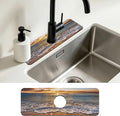 Faucet Mat for Kitchen Sink Seaside Scene Island Sink Splash Guard Behind Faucet Soft Diatom Mud Material Non-slip Easy to Clean for Bathroom & Kitchen 15"X5.5" by Unknown