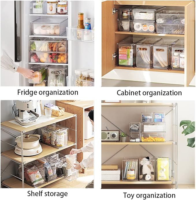 2Pack Stackable Fridge Drawers Pull-Out Bins Divided Produce Saver Containers for Refrigerator Storage Organizers for Veggie Fruit Berry Pantry Cabinet Makeup Clothes - Image 7