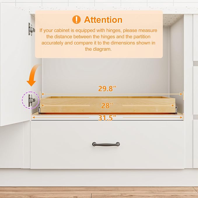 Pull Out Cabinet Organizer, 29" W x 21" D | Soft Close Pull Out Drawers for Cabinets with Heavy Duty Slides, Wood Slide Out Drawers for Kitchen Cabinets - Image 8