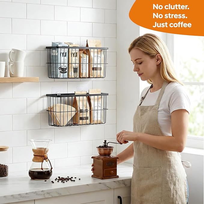 FAMNONE 2-Pack Adhesive Cabinet Door Organizer, 5.9" Inside Cabinet Storage | Lid Organizer for Cabinet, No Drill Wall Mounted Storage Box for Pantry Door, Kitchen & Bathroom Space Saving Organizer - Image 6