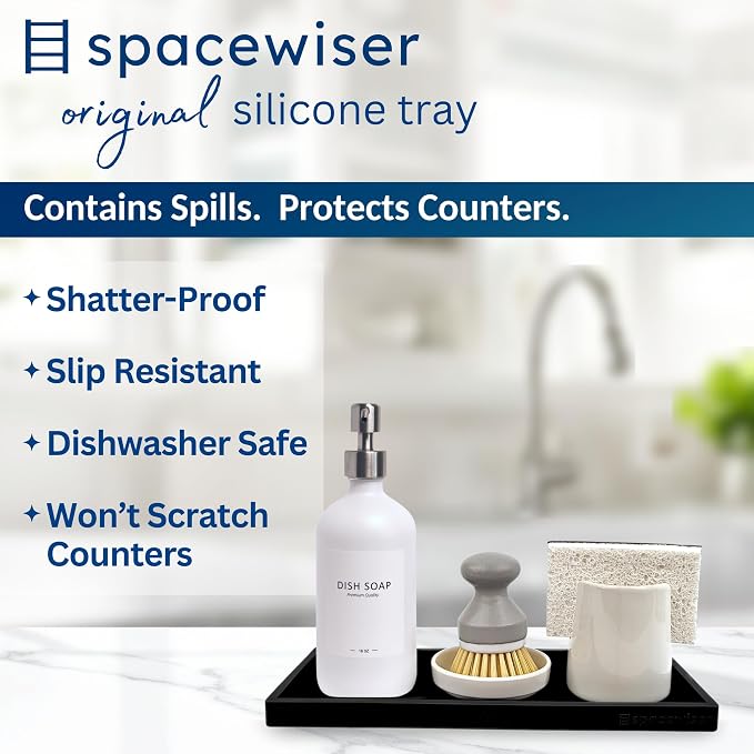 Silicone Countertop & Vanity Bathroom Tray – 2 PC 11.7" | Bathroom Tray Set, Bathroom Tray Countertop, Bathroom Counter Tray, Dish Soap Kitchen Tray & Bathroom Organizer Countertop - Image 2