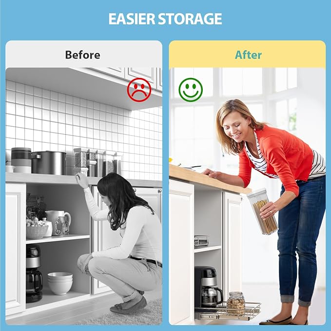 ZOINLIY Pull Out Cabinet Organizer, Slide Out Kitchen Organizers Storage | Heavy Duty Drawer Cupboard Storage Basket, Smooth Sliding, Chrome Finish - Image 6