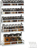 X-cosrack Wall Mount Spice Rack Organizer 5 Tier Height-Adjustable Hanging Spice Shelf Storage for Kitchen Pantry Cabinet Door, Dual-Use Seasoning Holder Rack with Hooks, White by X-cosrack