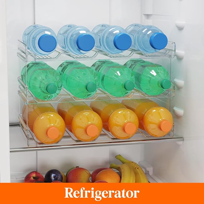 Lifewit Stackable Water Bottle Organizer for Cabinet, Plastic Bottle Holder Fits Bottles/Tumblers up to 3.8" Diameter for Pantry/Countertop, 3 Tier Holds 12 Bottles 41 x 20 x 24 cm/16" x 8" x 9.5" - Image 8