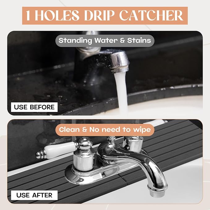 Teenyyou an Oval Hole Gray Faucet Mat Kitchen Sink 17.32" x 4.6" | Bathroom Faucet Absorbent Mat,Diatomite Splash Guard,Quick Drying Drip Catcher,Hole 6.22 " x 2.28" - Image 4