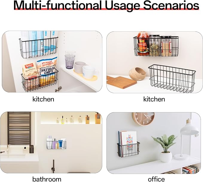 2 Piece Kitchen Cabinet Door Storage Box | Lid Organizers Inside Cabinet, Self Adhesive Wall Mounted Storage Box for Kitchen/Wardrobe/Bathroom, Black - Image 4