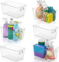 Set of 6 Clear Plastic Storage Bins With Handles, Containers To Organize Pantry, Fridge, Cabinet, Kitchen, Countertop, Closet, Cupboard, Home Organization and Storage by FAIRHOME