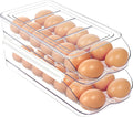 MesRosa Egg Holder for Fridge, Automatic Rolling Egg Organizer -2 Layer | Stackable Clear Egg Container & Tray for Refrigerator, Durable Dispenser and Storage with Sturdy Lid to Saving Space by MesRosa