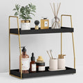 Forbena Black and Gold Bathroom Organizer Countertop, 2 Tier Counter Organizer for Bathroom Decor, Modern Sink Shelf Organizers for Vanity Storage, Make upTray for Makeup Bedroom by Forbena