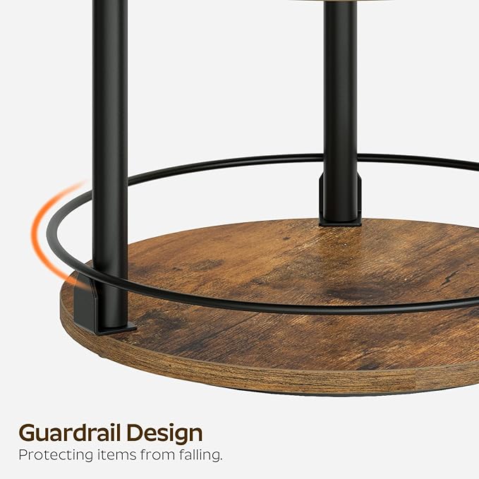3-Tier Lazy Susan Organizer, Rotating Spice Rack, Spinning Organizer, Industrial Turntable Spice Rack Organizer for Cabinet, Kitchen Countertop, Pantry, Rustic Brown and Black SR23BR - Image 6
