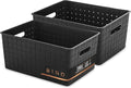 BINO | Plastic Storage Baskets Large - Black | THE STABLE COLLECTION | Multi-Use Storage | Rectangular Cabinet Organizer | Baskets For Organizing with Handles | Home Office Organization and Storage by BINO