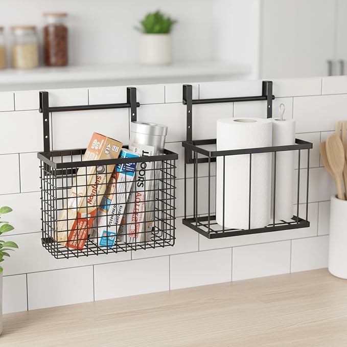 2 Pack Aluminum Foil and Plastic Wrap Organizer, Height Adjustable Kitchen Cabinet Door Organizer, Pantry Organizers, Wall Mounted Wrapping Paper Holder for Sandwich, Freezer, Ziplock Bag - Image 4